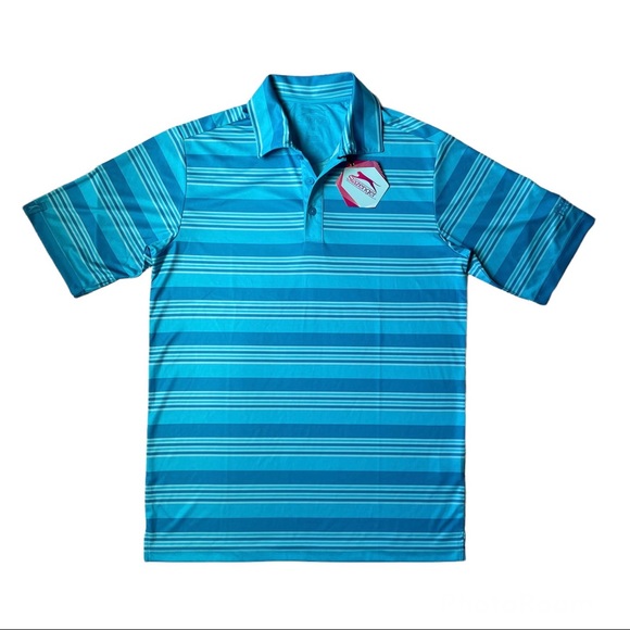 NWT Men’s Slazenger Flow Dry Fit Golf Polo Shirt Blue - Size Medium - Picture 1 of 6